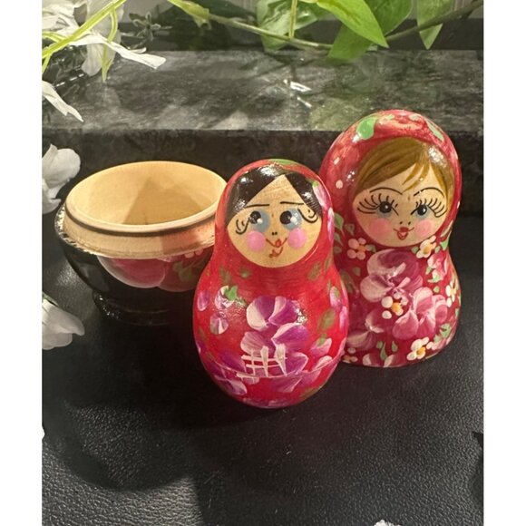 Hand-Painted Russian Nesting Dolls Set  5 Pieces Bright Floral Design Vintage - Picture 4 of 11